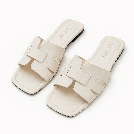 Stylish square toe leather sandals